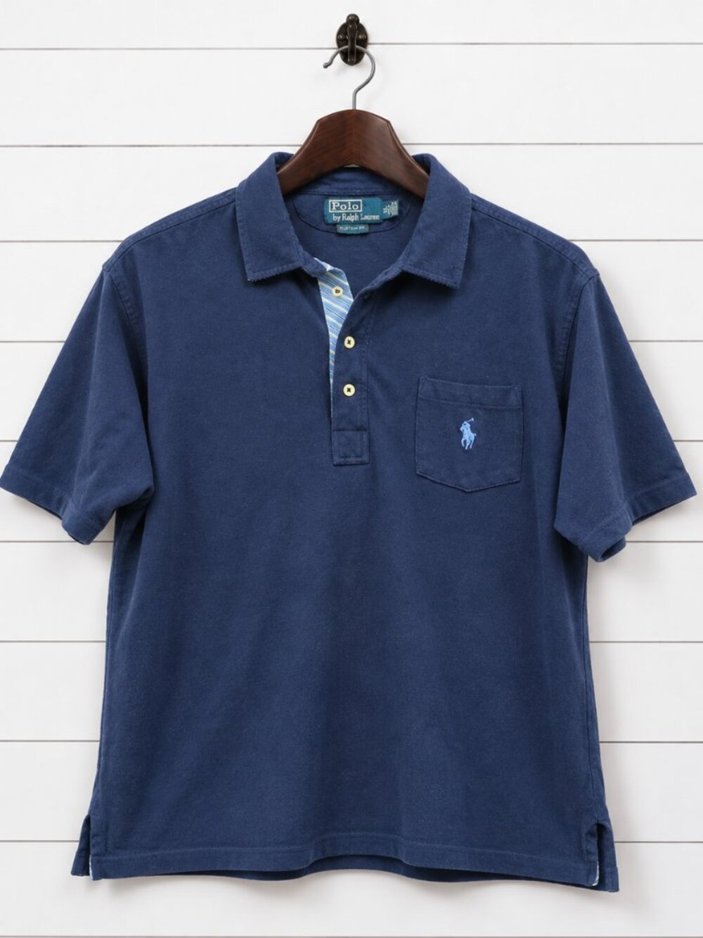 Vintage Polo Ralph Lauren Men’s XL Custom Fit Navy Blue Pocket Polo Shirt Pony
